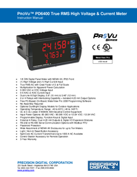 Thumbnail of document Manual - PD6400 ProVu High Voltage & Current Digital Panel Meter
